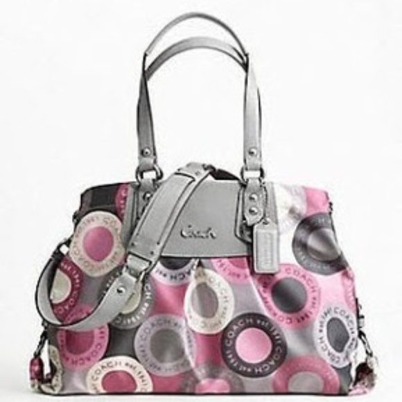 Coach Handbags - Coach Ashley Snap Head Carryall Handbag - Pink and Grey
